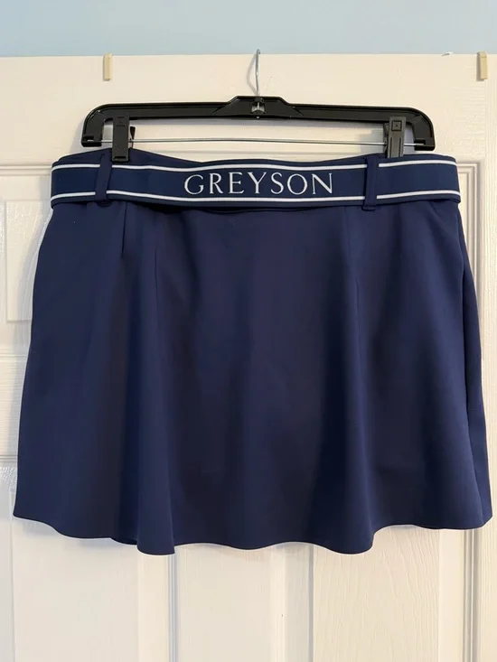 Women’s Greyson Navy Belted A-Line Women's Skort - Picture 2 of 2